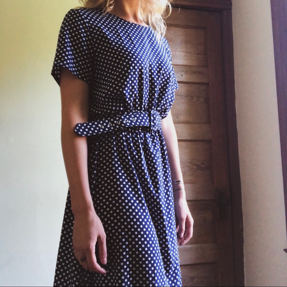 Vintage Midi Belted Summer Dress